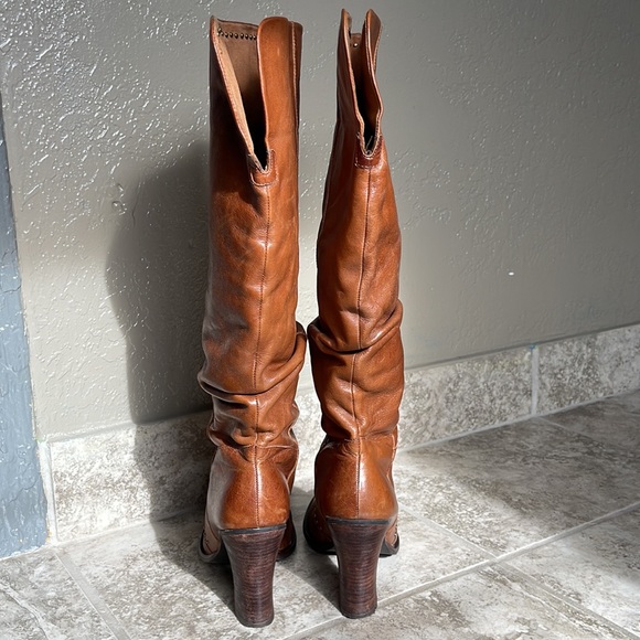 Kenneth Cole Reaction Chantell Brown Leather Slouch Heeled Knee Boots 8.5 - Picture 6 of 13